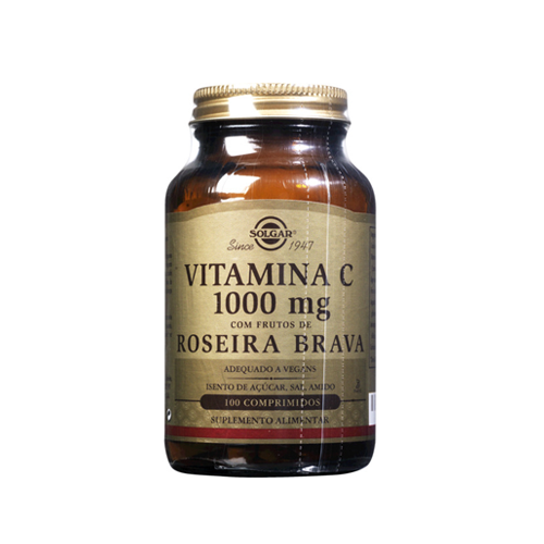 Vitamina C 1000mg com Frutos Roseira Brava - 100 Comprimidos Solgar