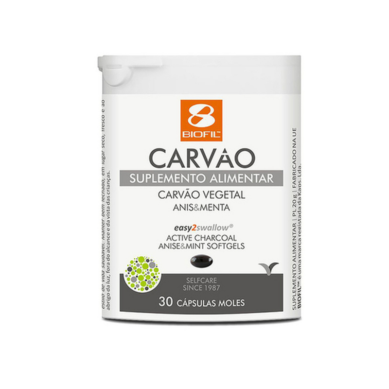 Carvão Vegetal 30 capsulas moles Biofil