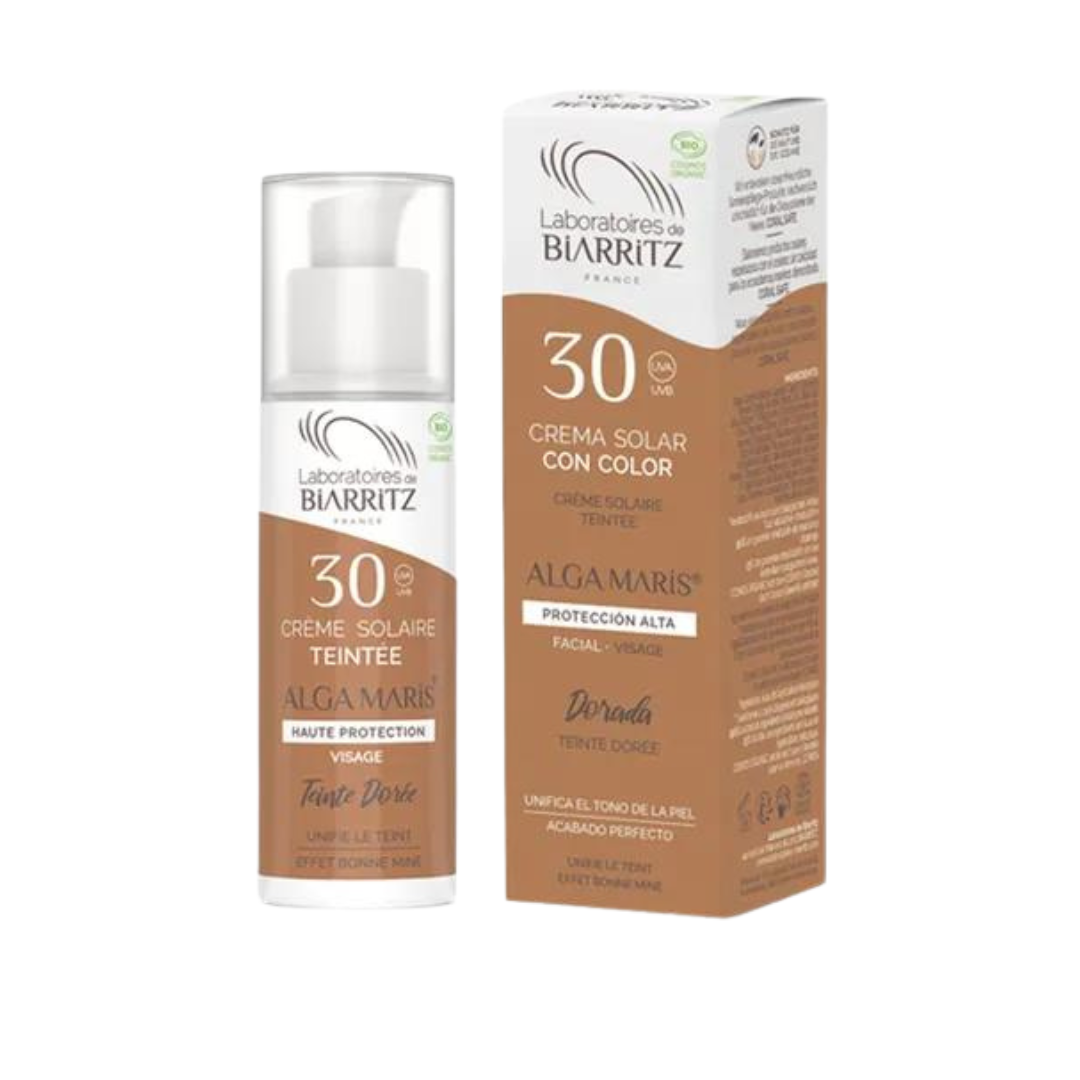Creme Solar com Cor SPF30 -Alga Maris Tom Dourado 50ml  Laboratorio Biarritz