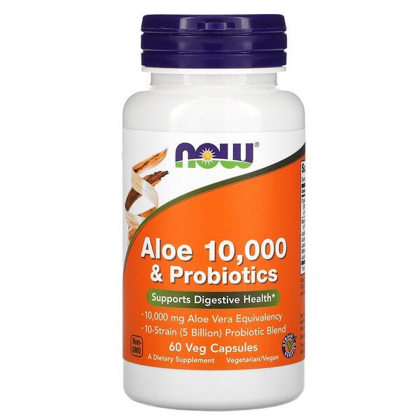 ALOE VERA 10.000 & PROBIOTICS 5 BILIOES - 60vcaps NOW