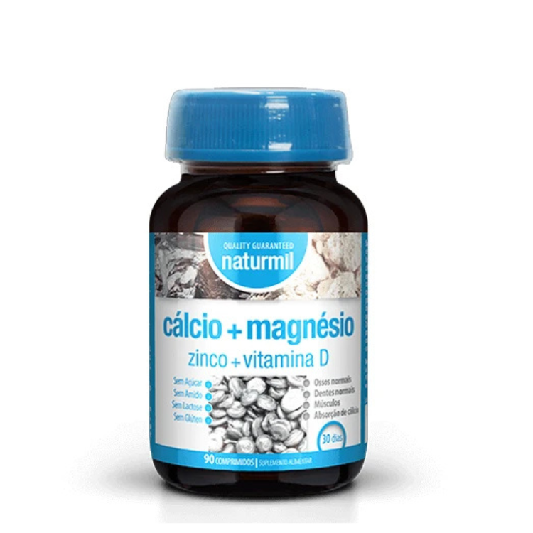 Cálcio + Magnésio + Zinco e Vitamina D - 90 Comprimidos Naturmil