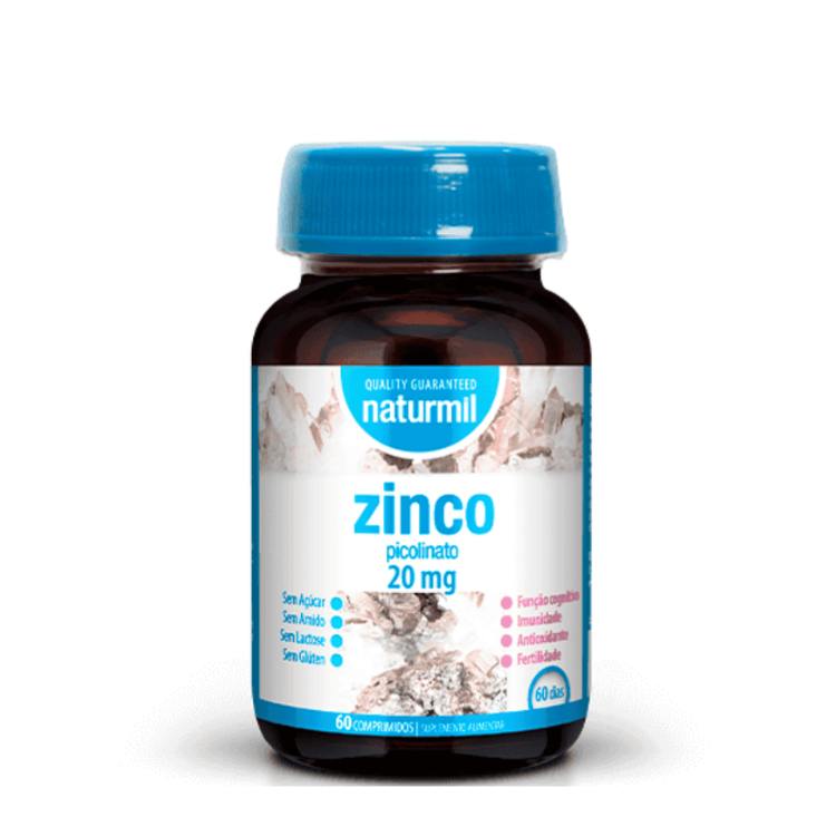 Zinco 20mg - 60 Comprimidos Naturmil