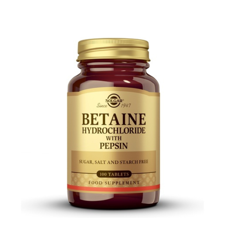 Hidrocloreto de Betaína com Pepsina 100 Comprimidos Solgar