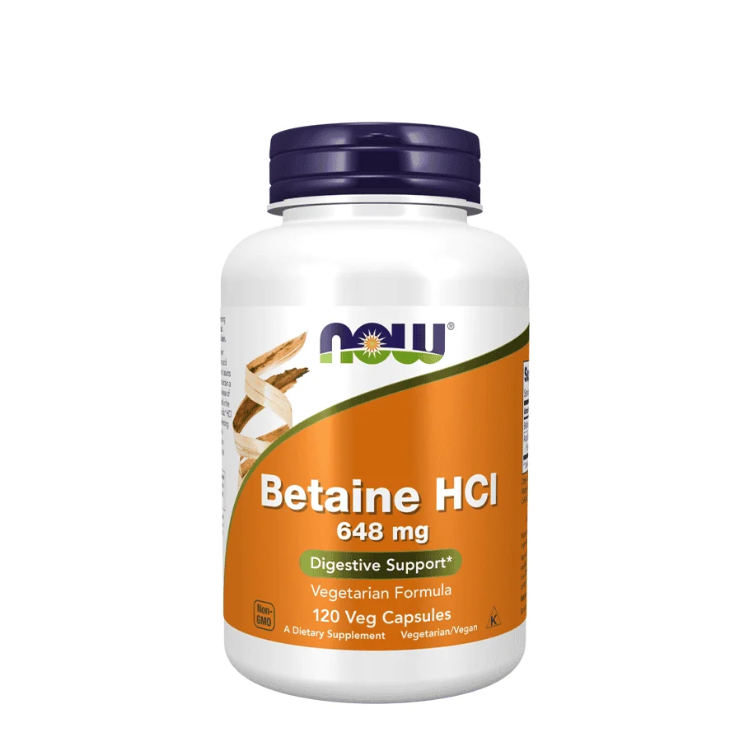 Betaine HCI 648mg - 120 Cápsulas Vegetais Now