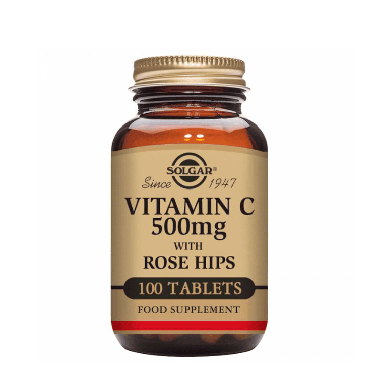 Vitamina C 500mg com Frutos Roseira Brava - 100 Comprimidos Solgar