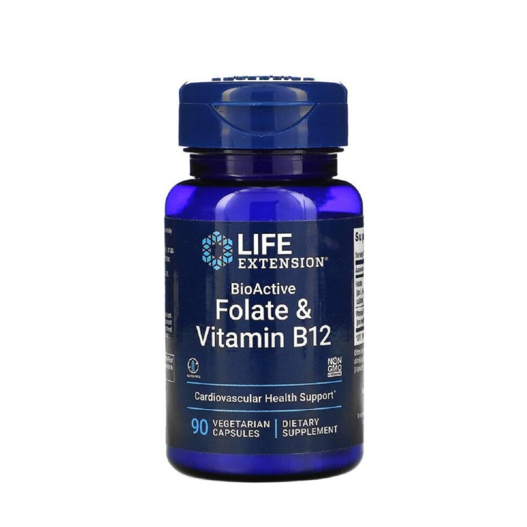 Folato e Vitamina B12 Bioactive - 90 cápsulas vegetais