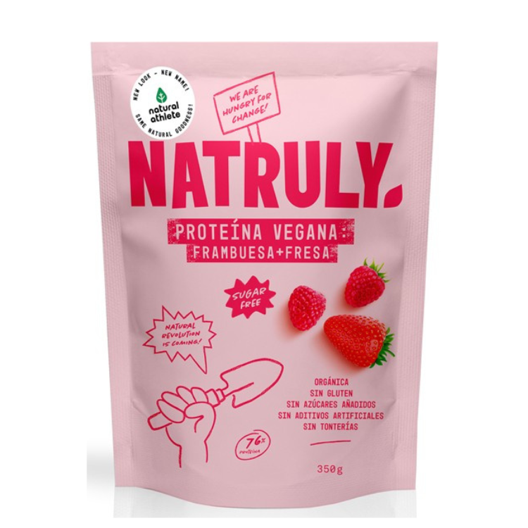 Proteína vegana de morango e framboesa bio 350g naturuly