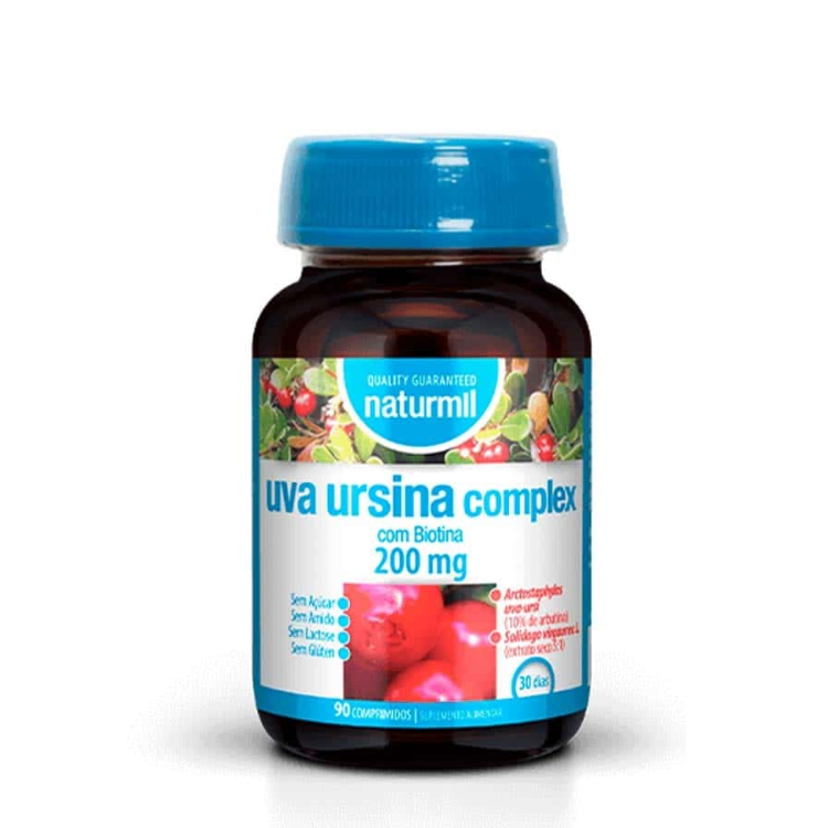 Uva Ursina Complex com Biotina 200mg - 90 Comprimidos Naturmil