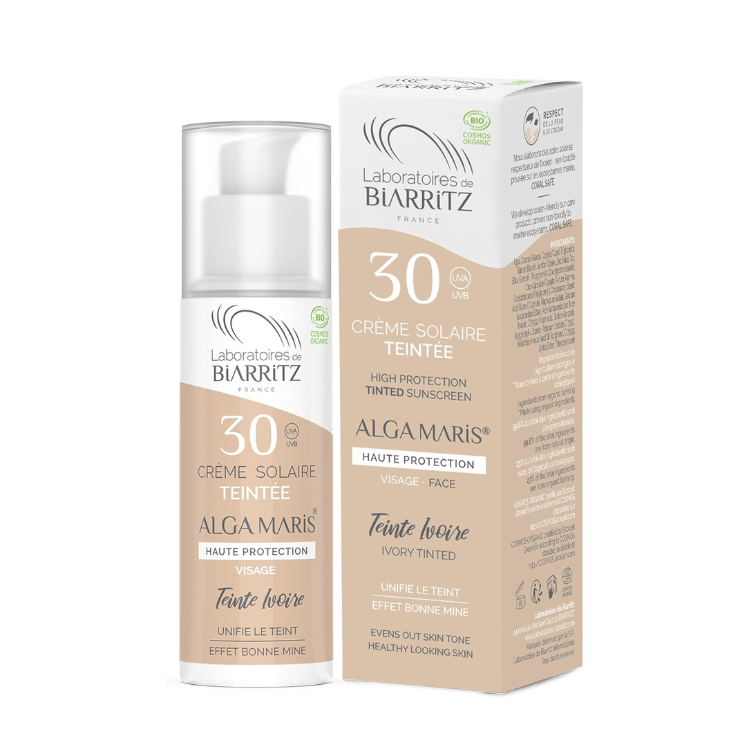 Creme Solar com Cor SPF30 -Alga Maris Tom Marfim 50ml Laboratório Biarritz