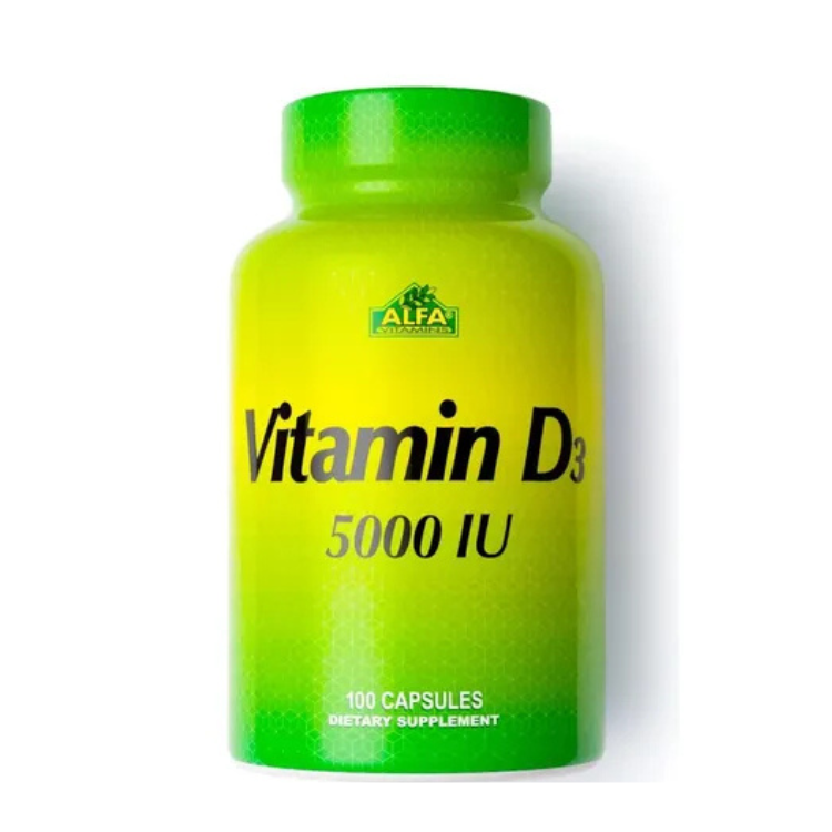Vitamina D3 5000 UI – 100 cápsulas – Alfa Vitamins