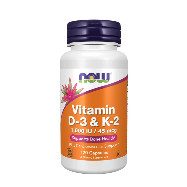 Vitamina D3 + K2 - 1000IU / 45mcg - 120 Cápsulas Now