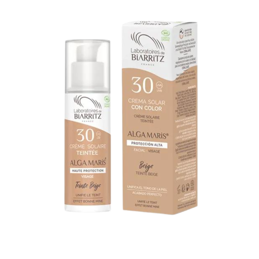 Creme Solar com Cor SPF30 -Alga Maris Tom Bege 50ml  Laboratorio Biarritz