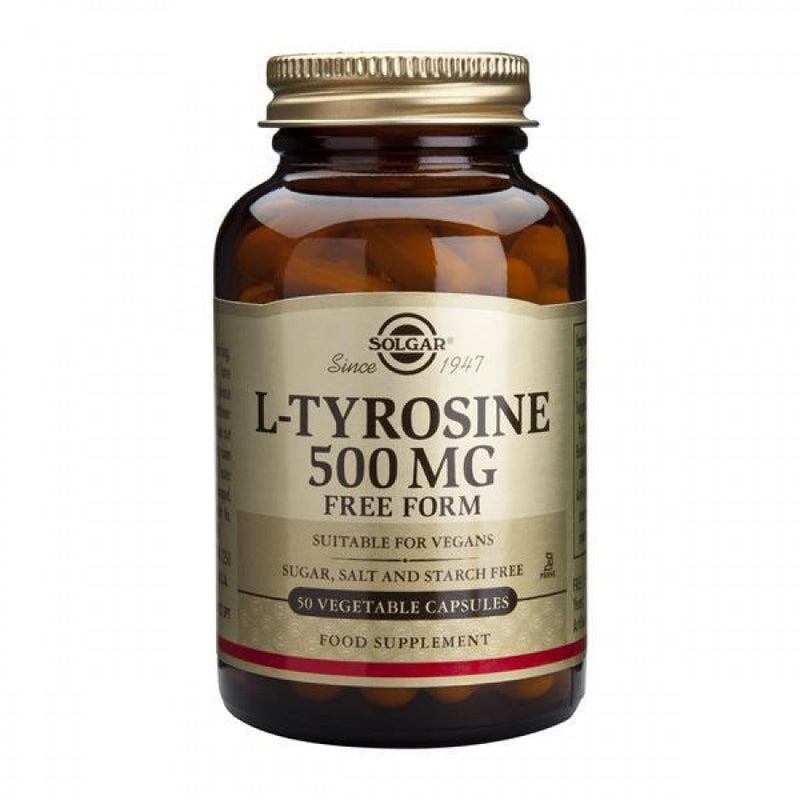 L-Tyrosine 500mg (Forma Livre) - 50 Cápsulas Vegetais Solgar